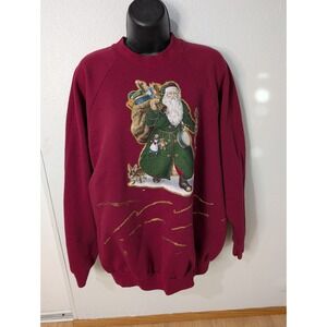 Vintage 90s‎ Santa Claus Christmas Sweatshirt XL Fruit of the Loom USA Holiday